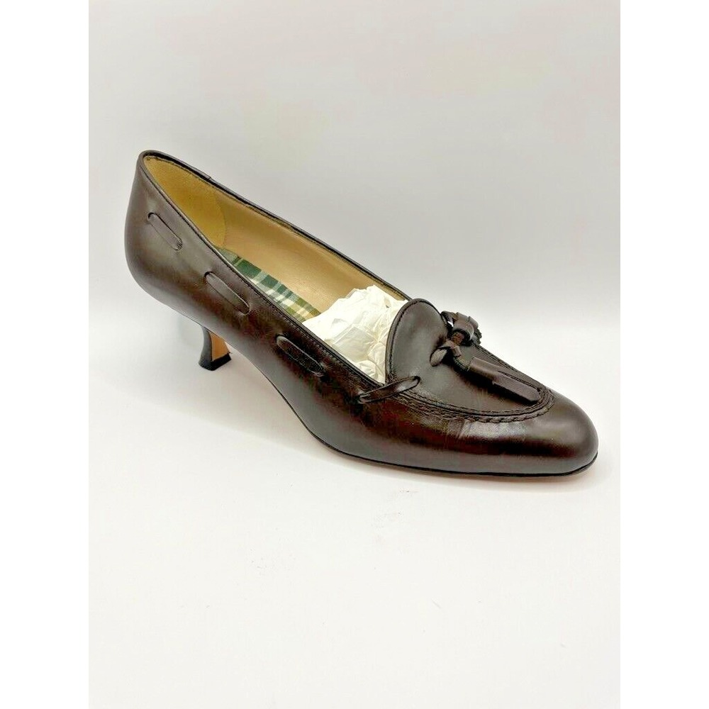 Vintage Manolo Blahnik Leather Pump EU 36.5‎ Brown Tassel Kitten Heels NIB $795
